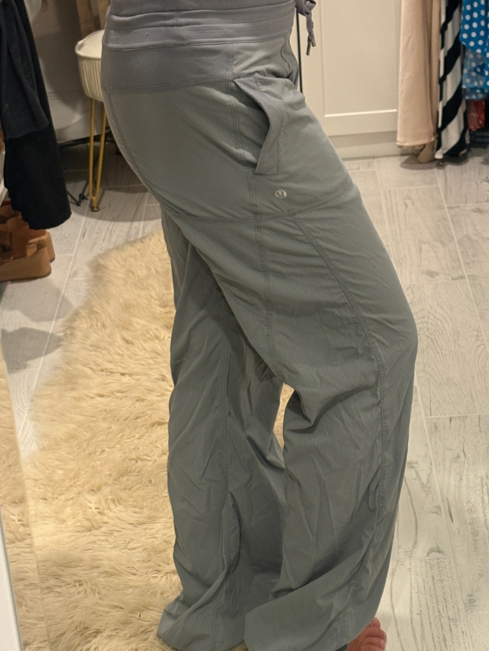 lululemon athletica Light Gray Wide-Leg Track Pants